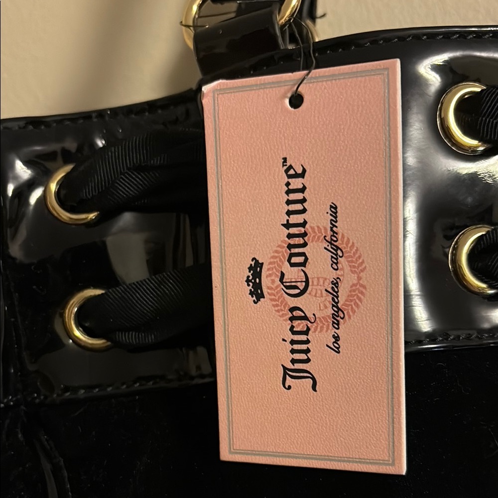 Juicy Couture Black and Gold Tote with Velvet and Patent Leather - Picture 4 of 10